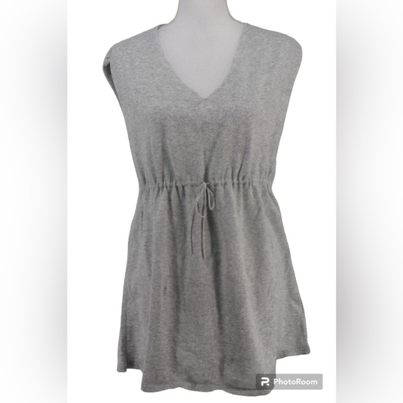 Eileen Fisher Tunic Top Size PL Womens Organic Cotton Knit Sleeveless Drawstring - Picture 1 of 12